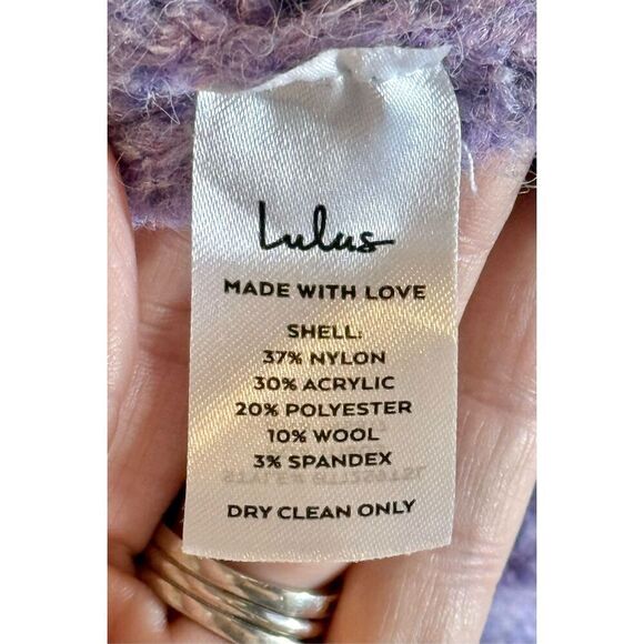 NWOT Lulus Tie Front Wool Blend Cropped Lavender Women's Cardigan Medium - Picture 5 of 9